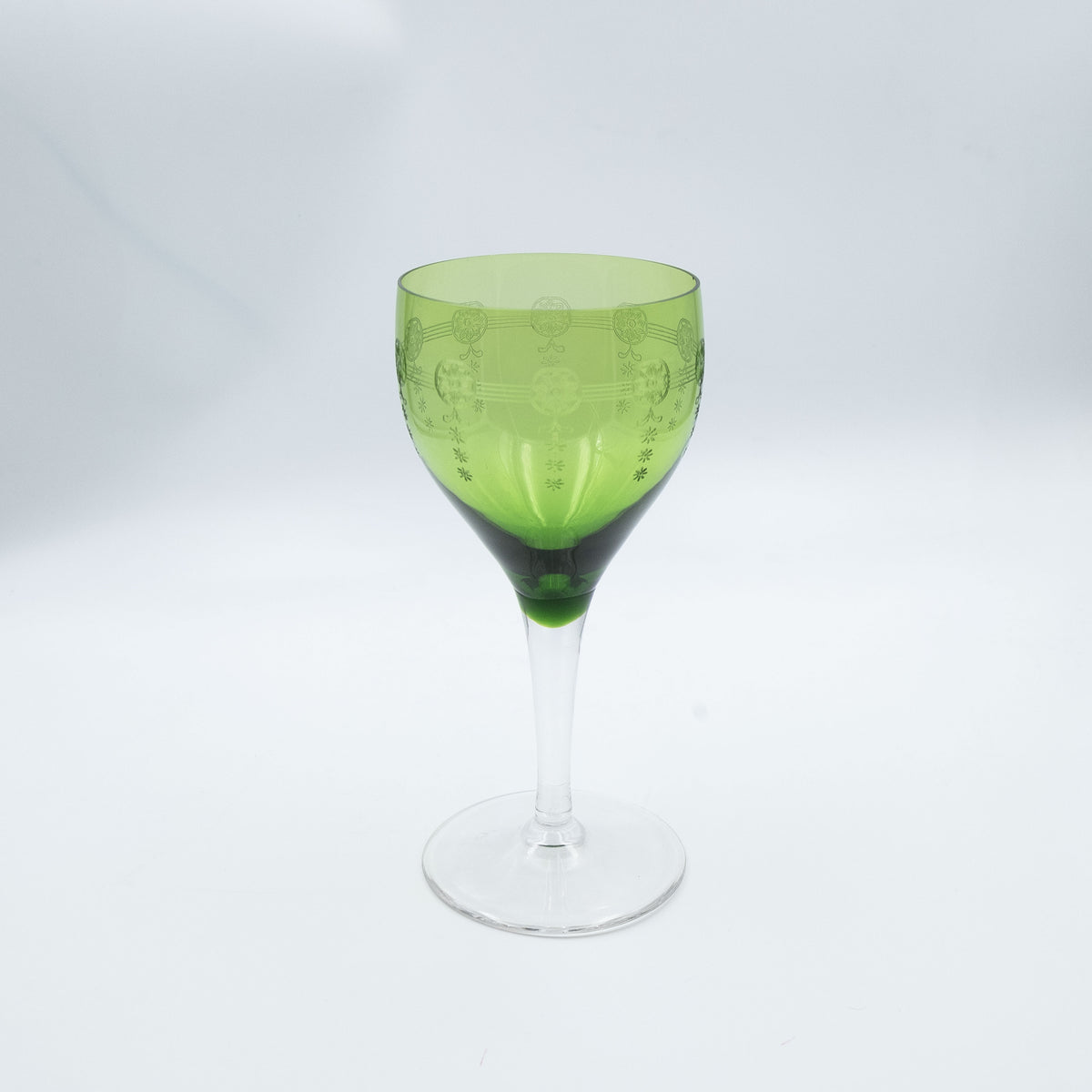 Coppia di bicchierini anni 50 in cristallo verde