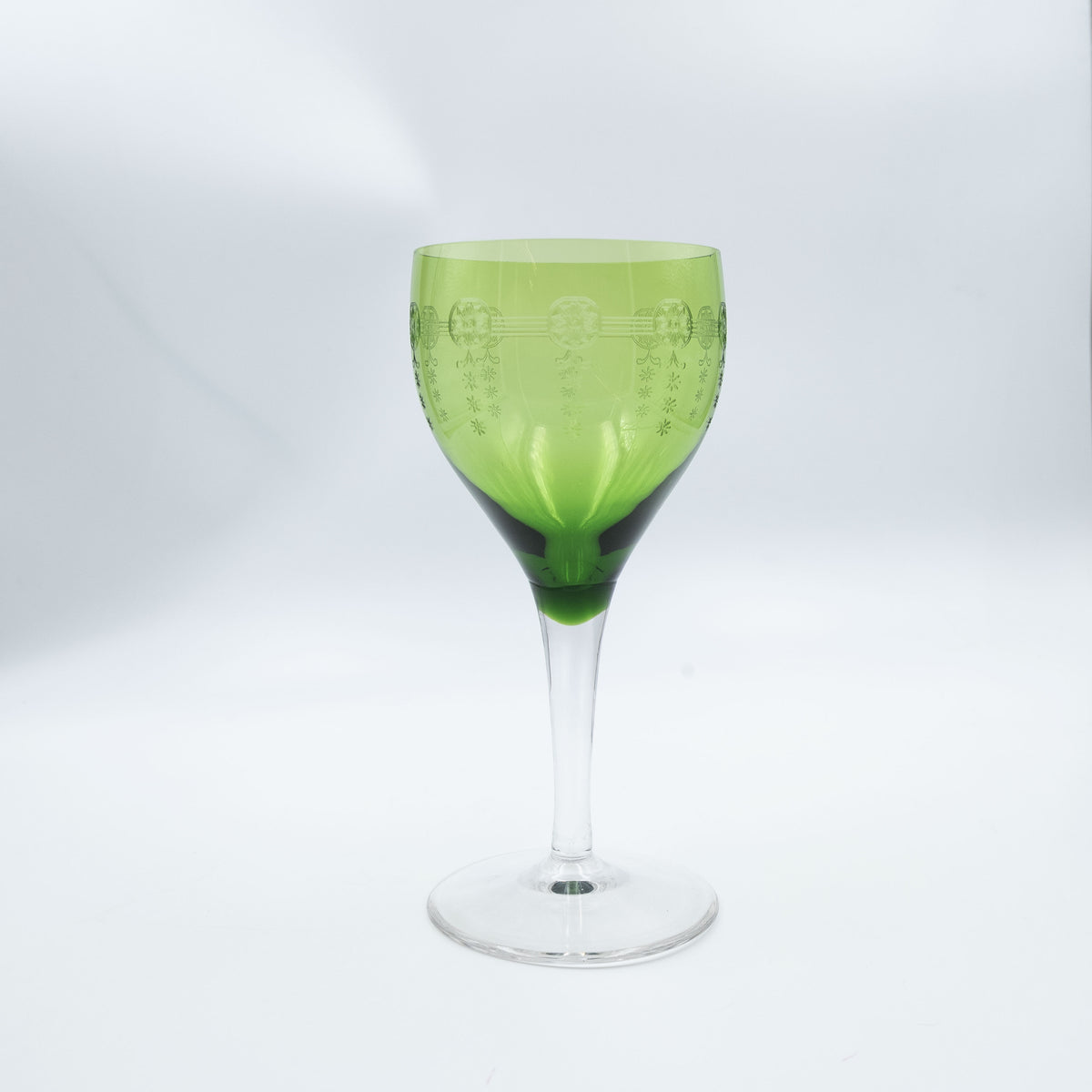 Coppia di bicchierini anni 50 in cristallo verde