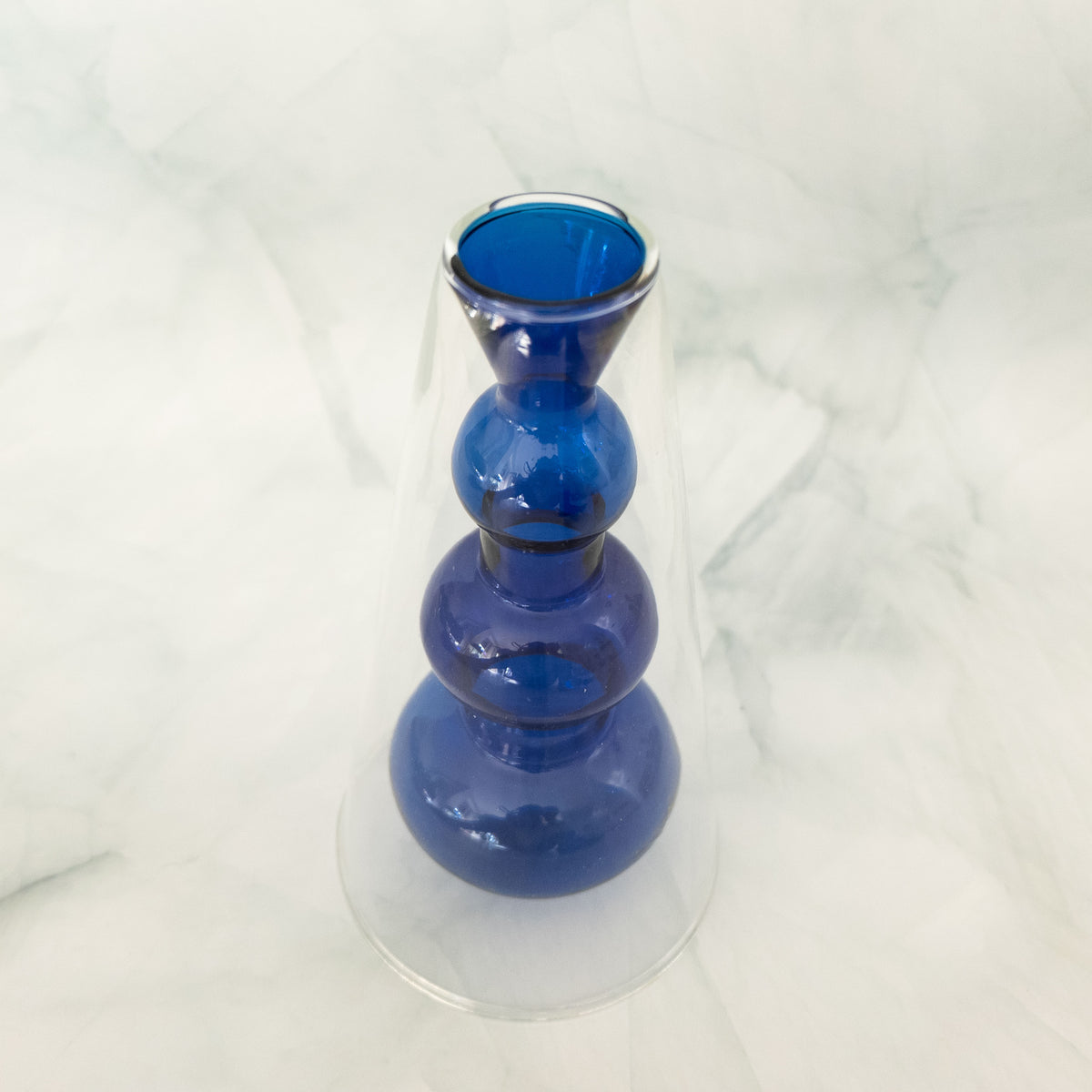Vaso in vetro borosilicato bubble blu