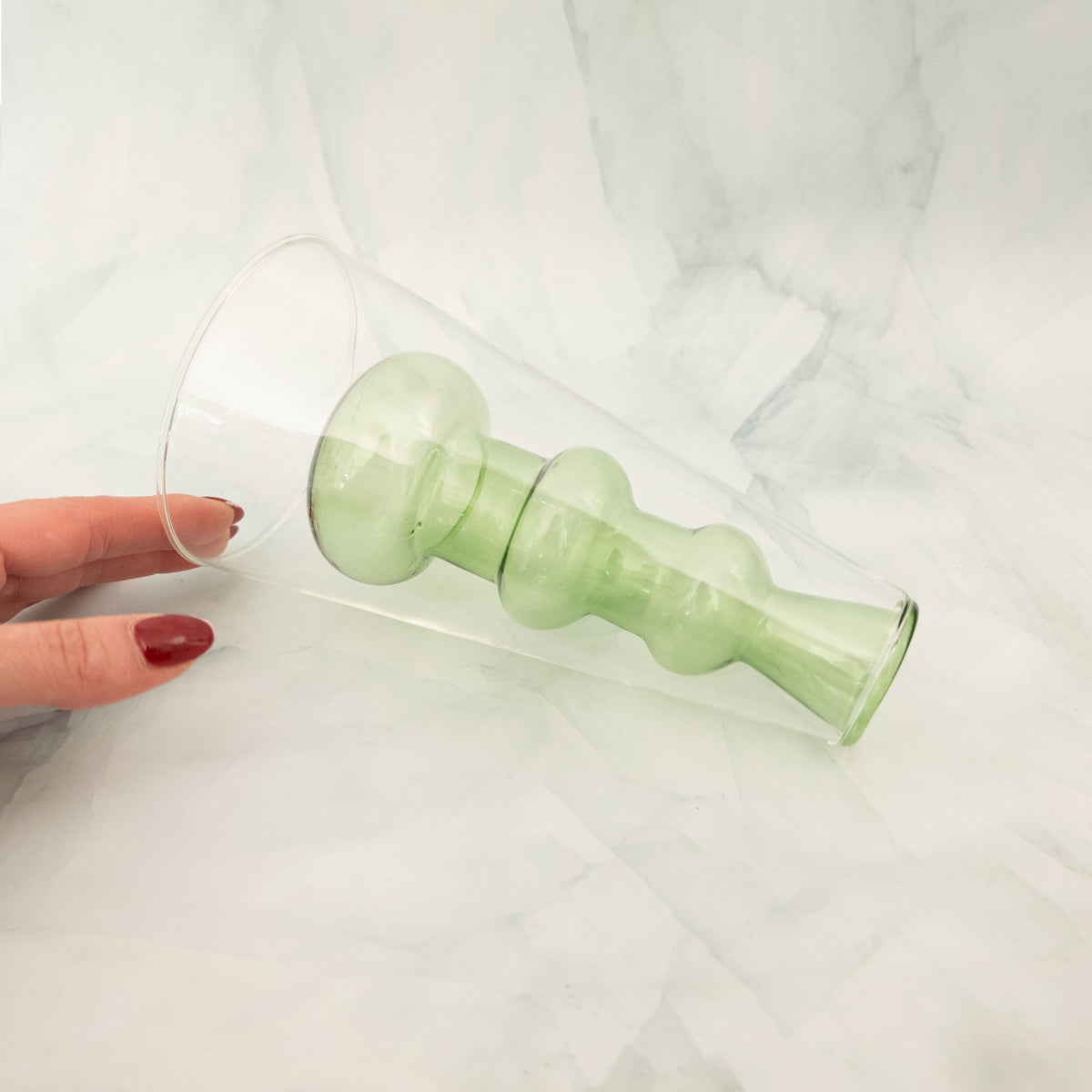Vaso in vetro borosilicato bubble verde